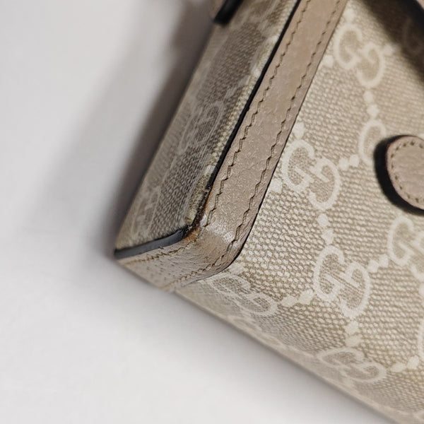 Horsebit 1955 Mini Monogram Coated Canvas Beige