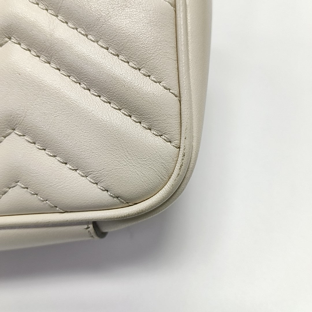 GG Marmont Small Quilted Calfskin White