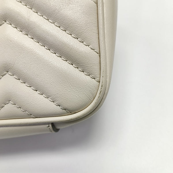 GG Marmont Small Quilted Calfskin White