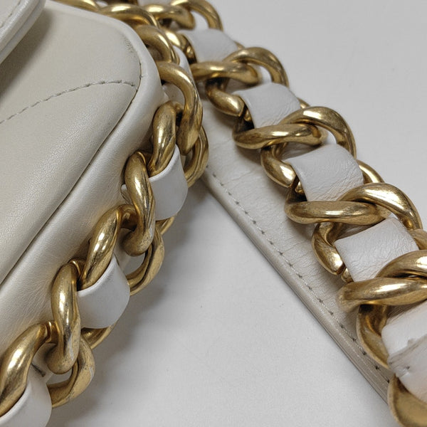 Quilted Calfskin Shoulder Bag White