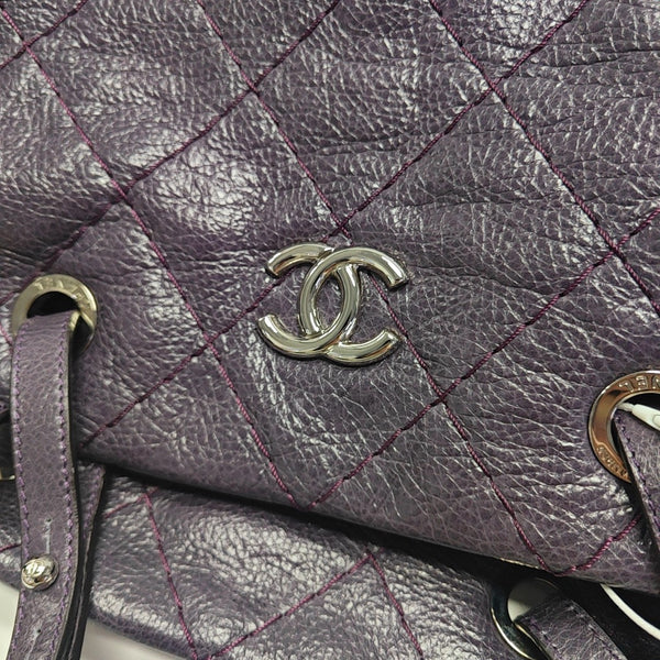 Quilted Calfskin Tote Bag Purple
