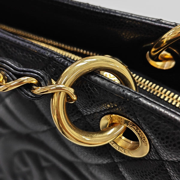 CHANEL GST Large Quilted Grained Calfskin Black
