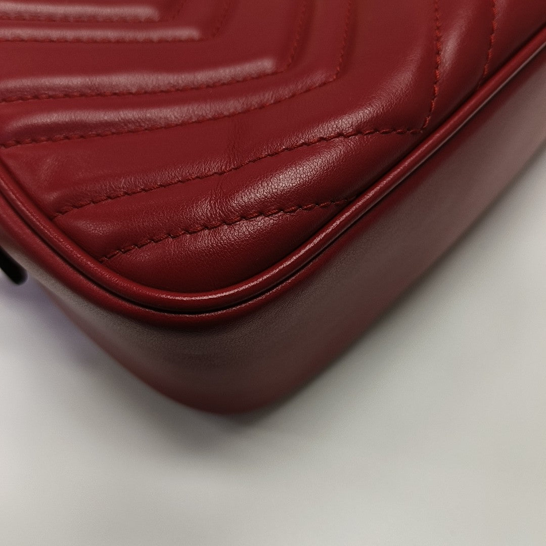 GG Marmont Small Quilted Calfskin Red