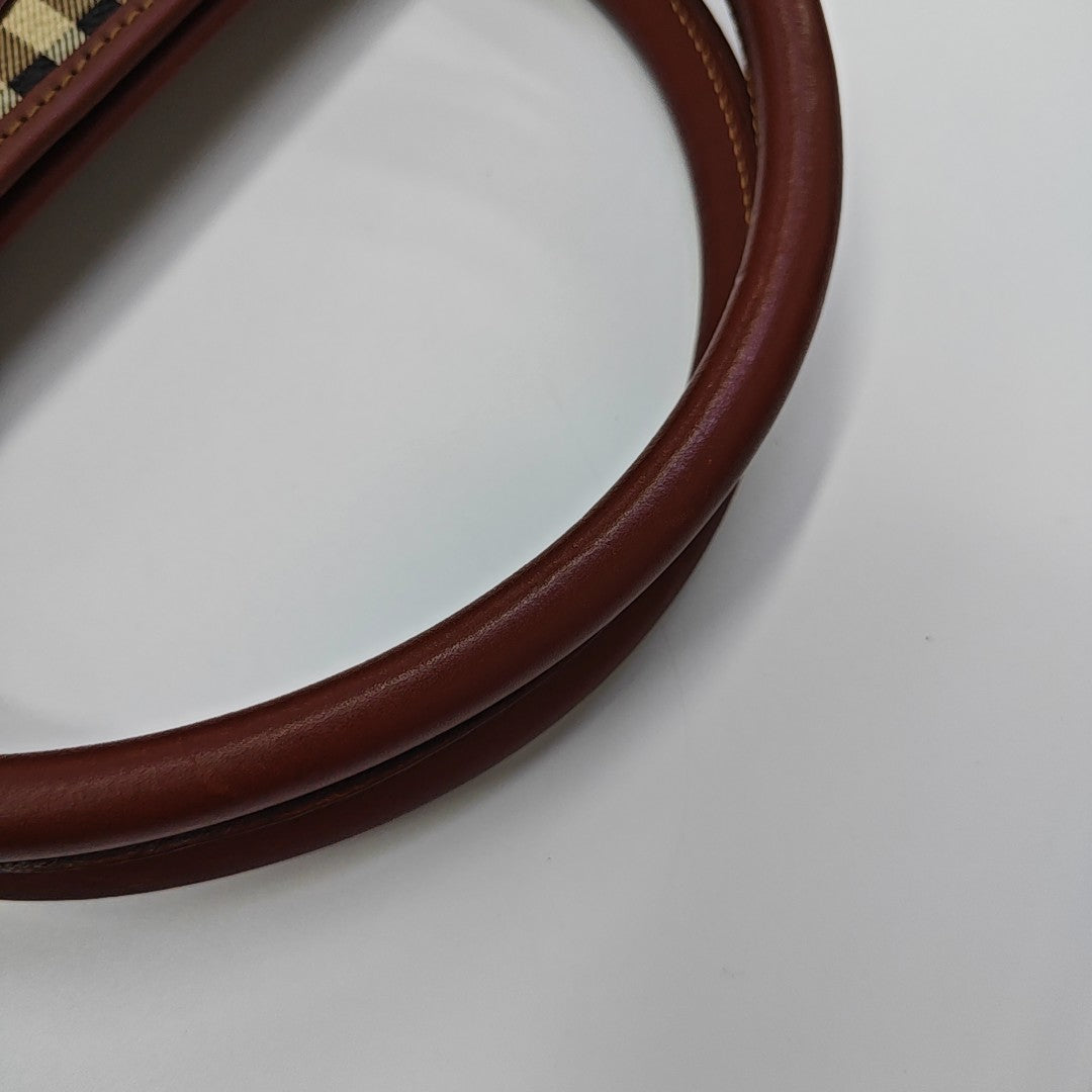 Coated Canvas Top Handle Bag Brown