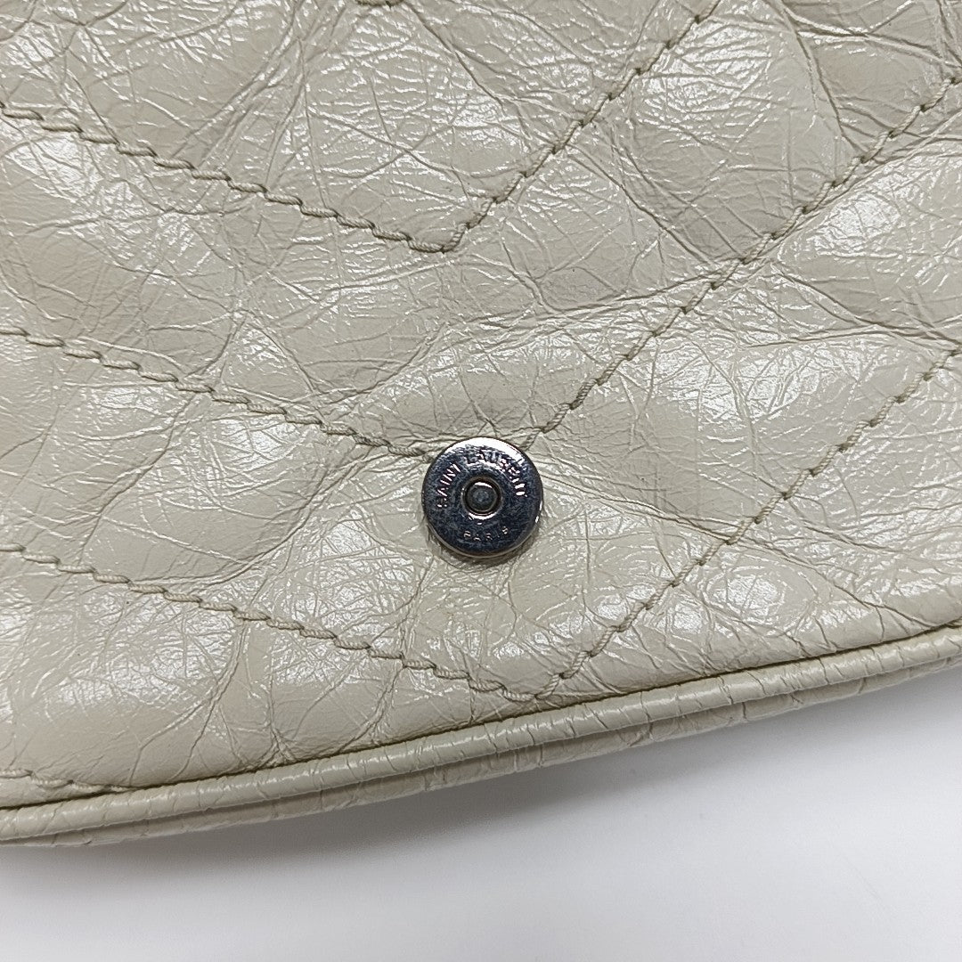 NIKI Mini Chevron Calfskin White