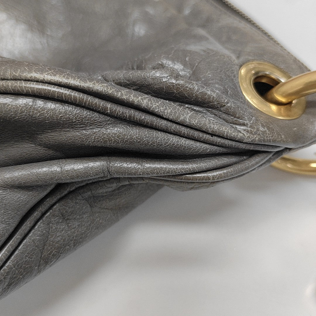 Calfskin Top Handle Bag Gray