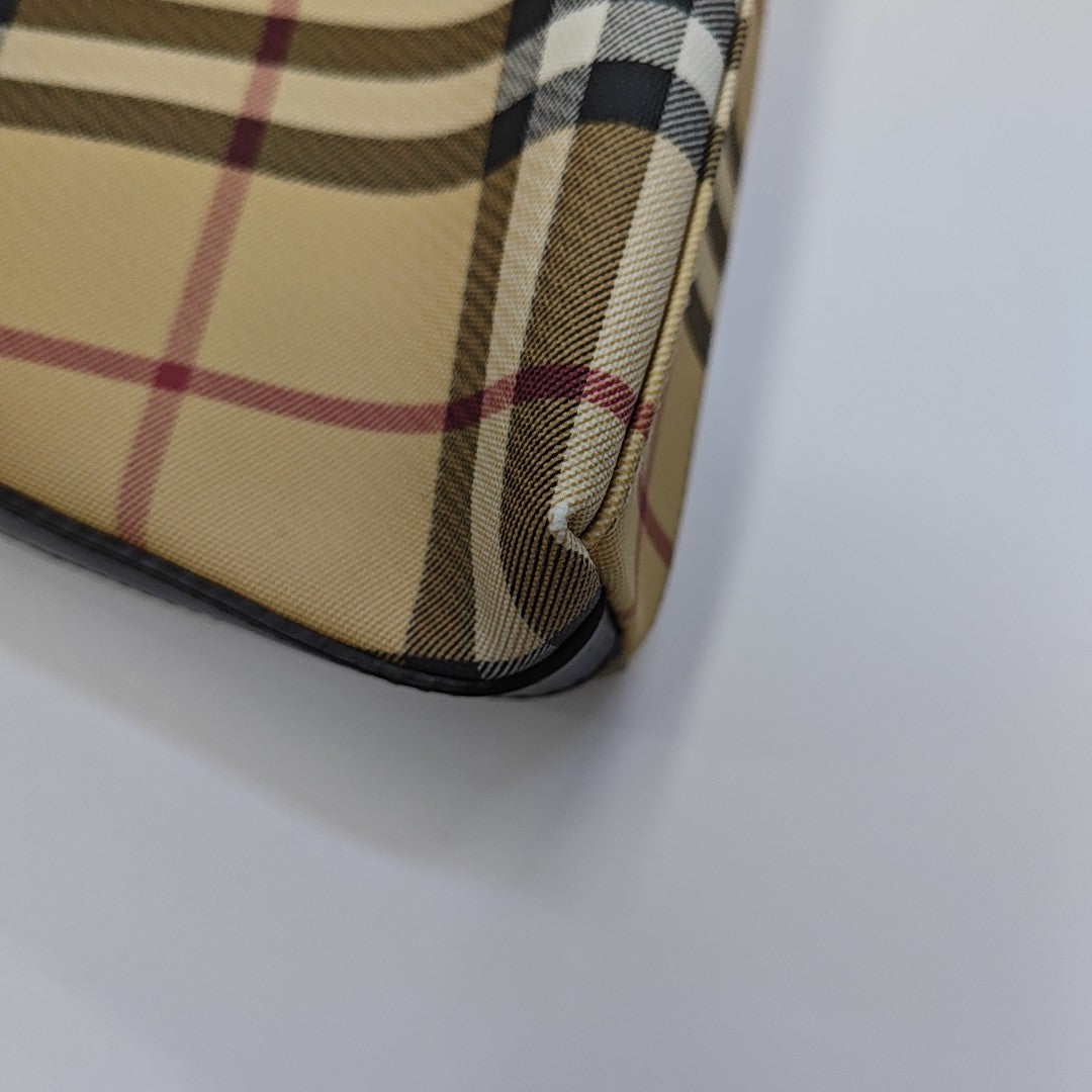 Coated Canvas Top Handle Bag Beige