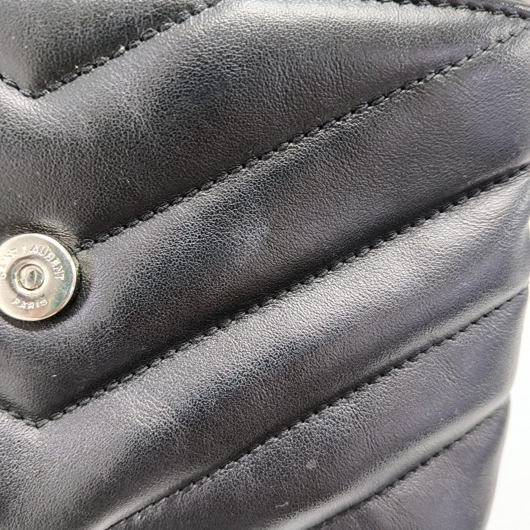 Authenticated pre-owned  LOULOU Extra Small Chevron, Quilted Calfskin Black - Shoulder Bag at Looply