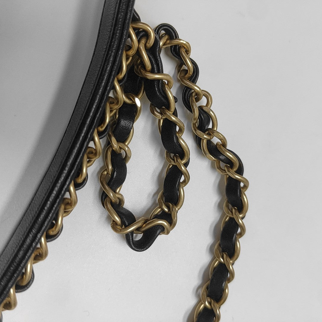 CHAIN INFINITY TOP HANDLE Quilted Lambskin Black