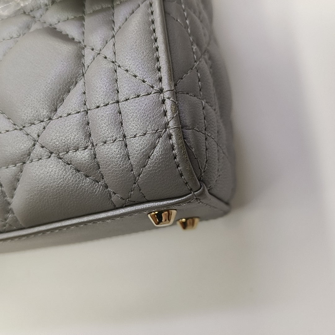 Lady Dior Mini Cannage Lambskin Gray
