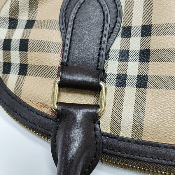 Coated Canvas Top Handle Bag Small Beige