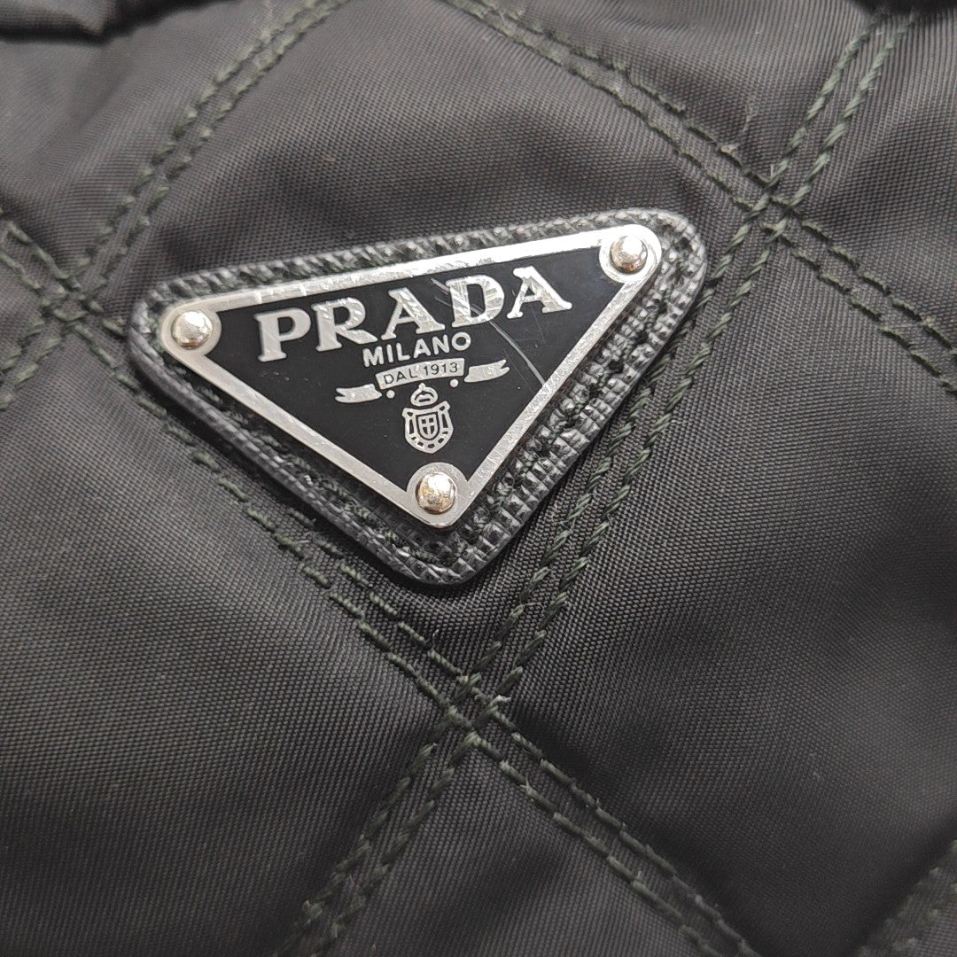 Quilted Nylon Backpack Black