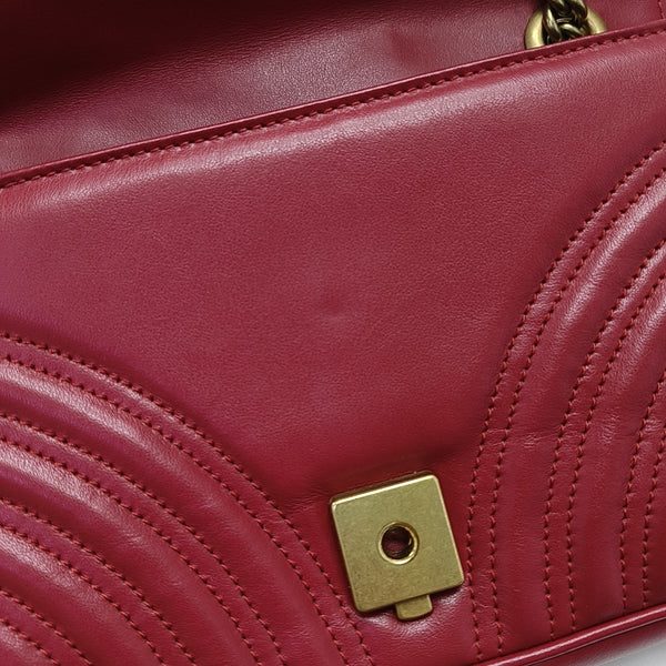 GG Marmont Medium Quilted Calfskin Red
