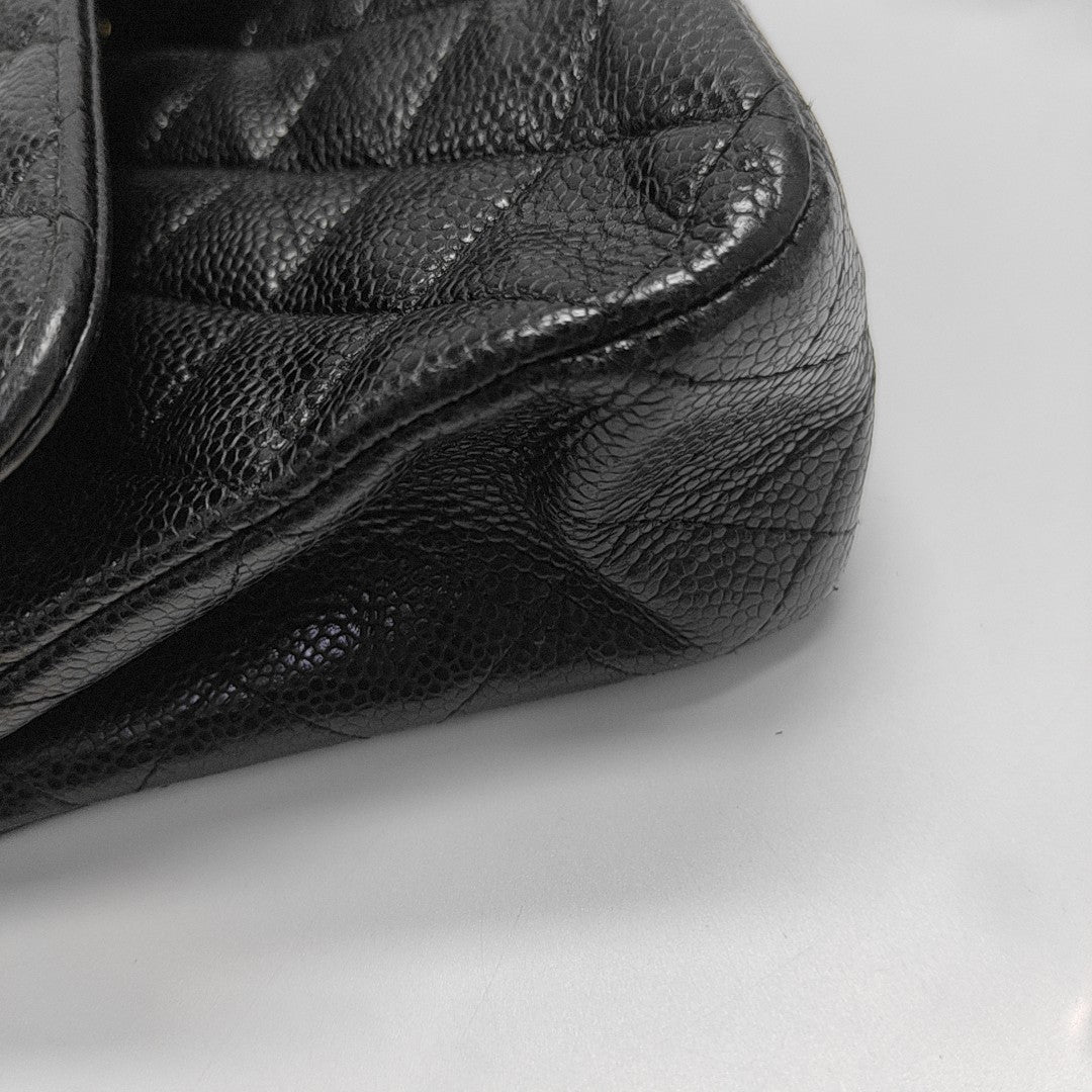 CLASSIC FLAP Medium Quilted Grained Calfskin Black