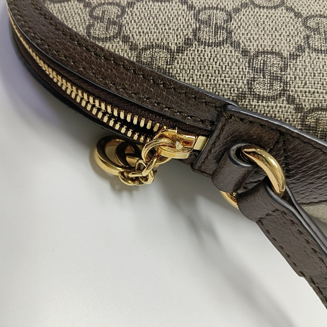 Ophidia Small Monogram Coated Canvas Beige