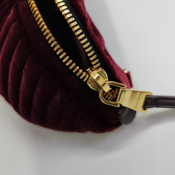 Two-Tone Waist Bag Quilted Velvet Red