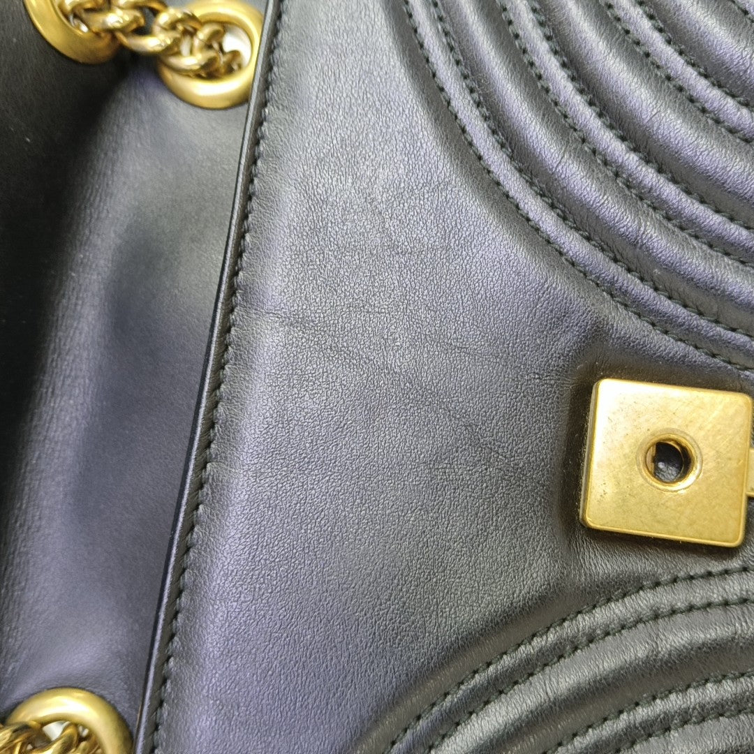 GG Marmont Small Quilted Calfskin Black
