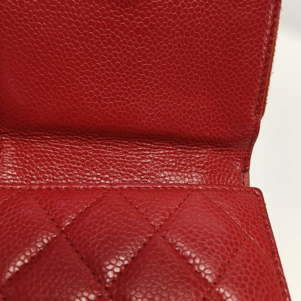 Quilted Grained Calfskin Wallet Red