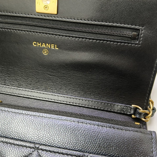 Quilted Grained Calfskin Shoulder Bag Black
