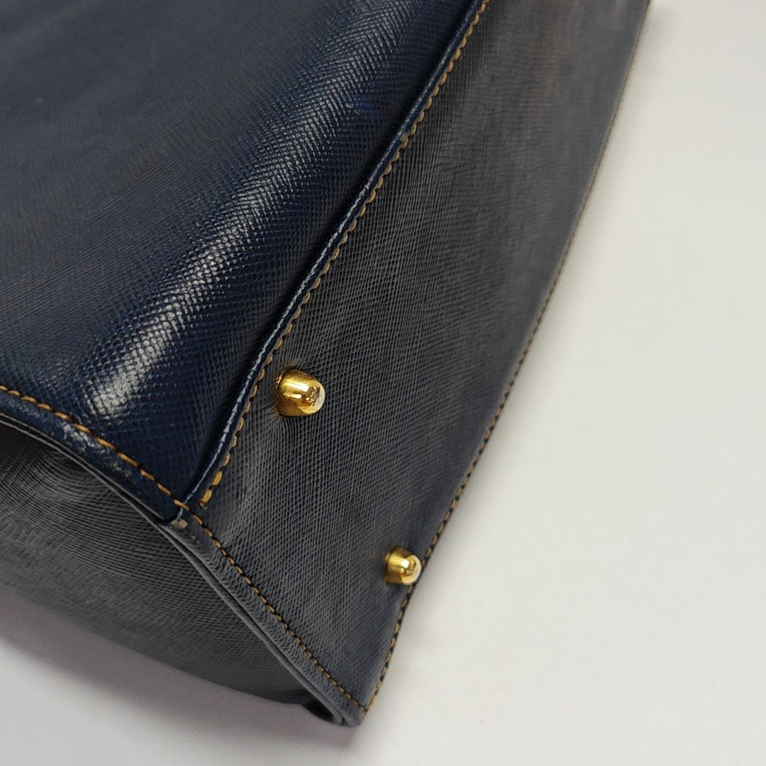 Leather Shoulder Bag Blue
