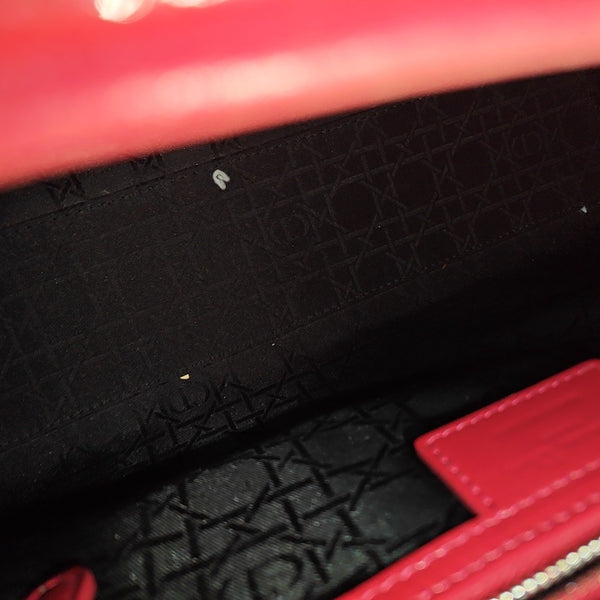 Lady Dior Large Cannage Patent Leather Red