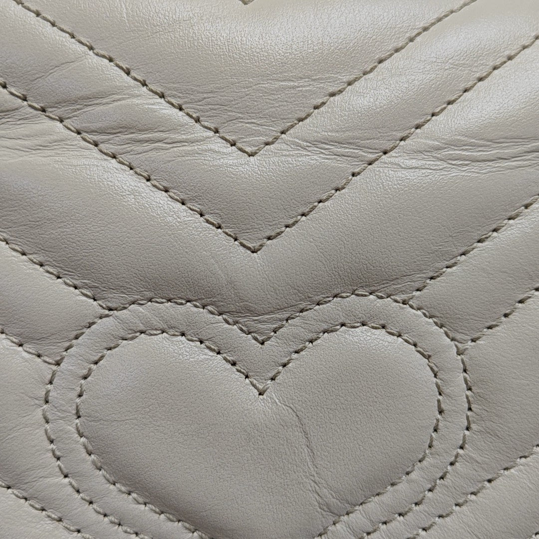 GG Marmont Mini Quilted Calfskin White
