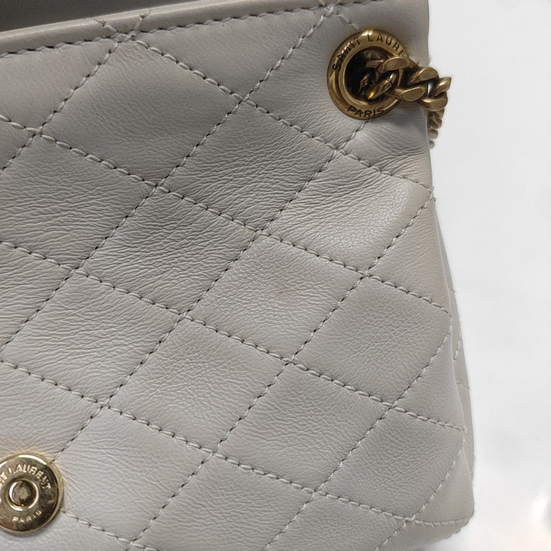 Quilted Lambskin Shoulder Bag White