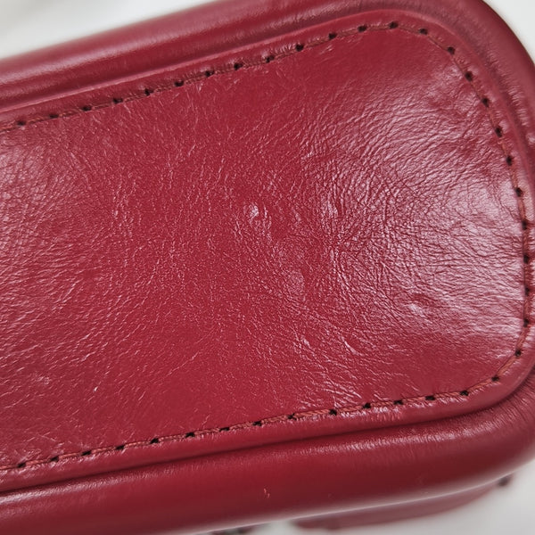 GABRIELLE Small Chevron Calfskin Red