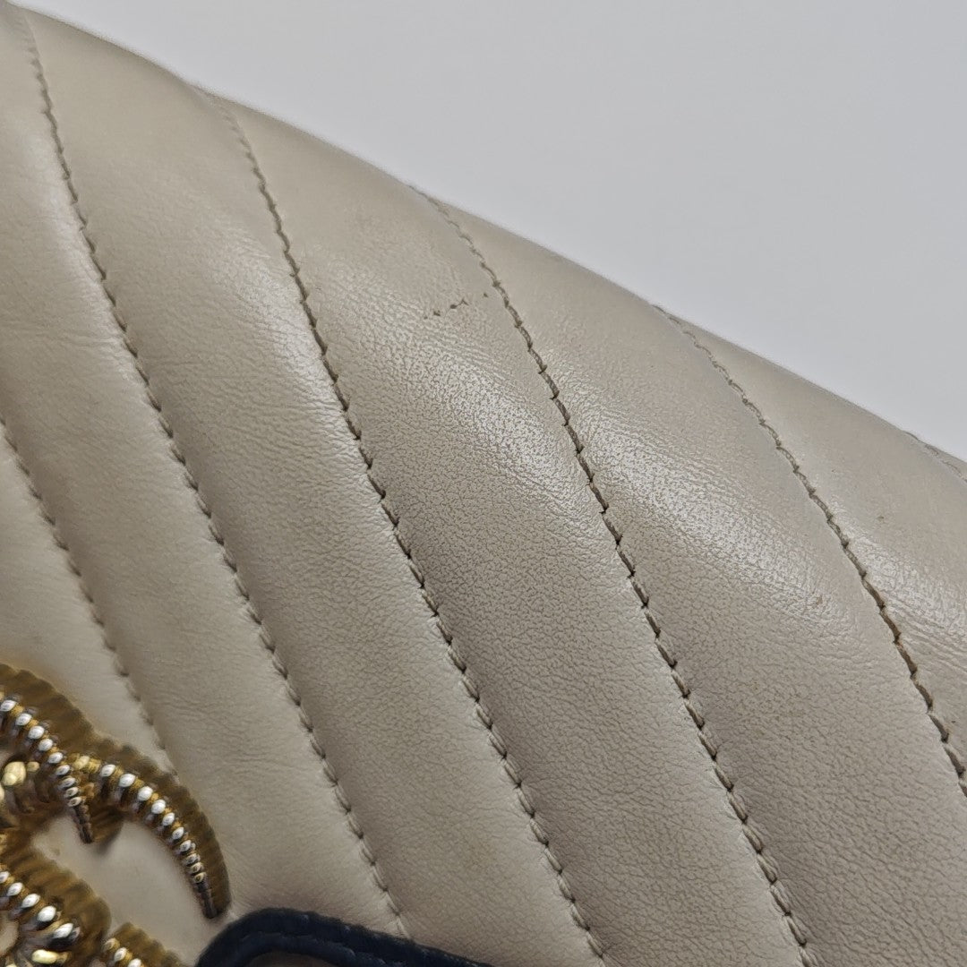 GG Marmont Mini Quilted Calfskin White
