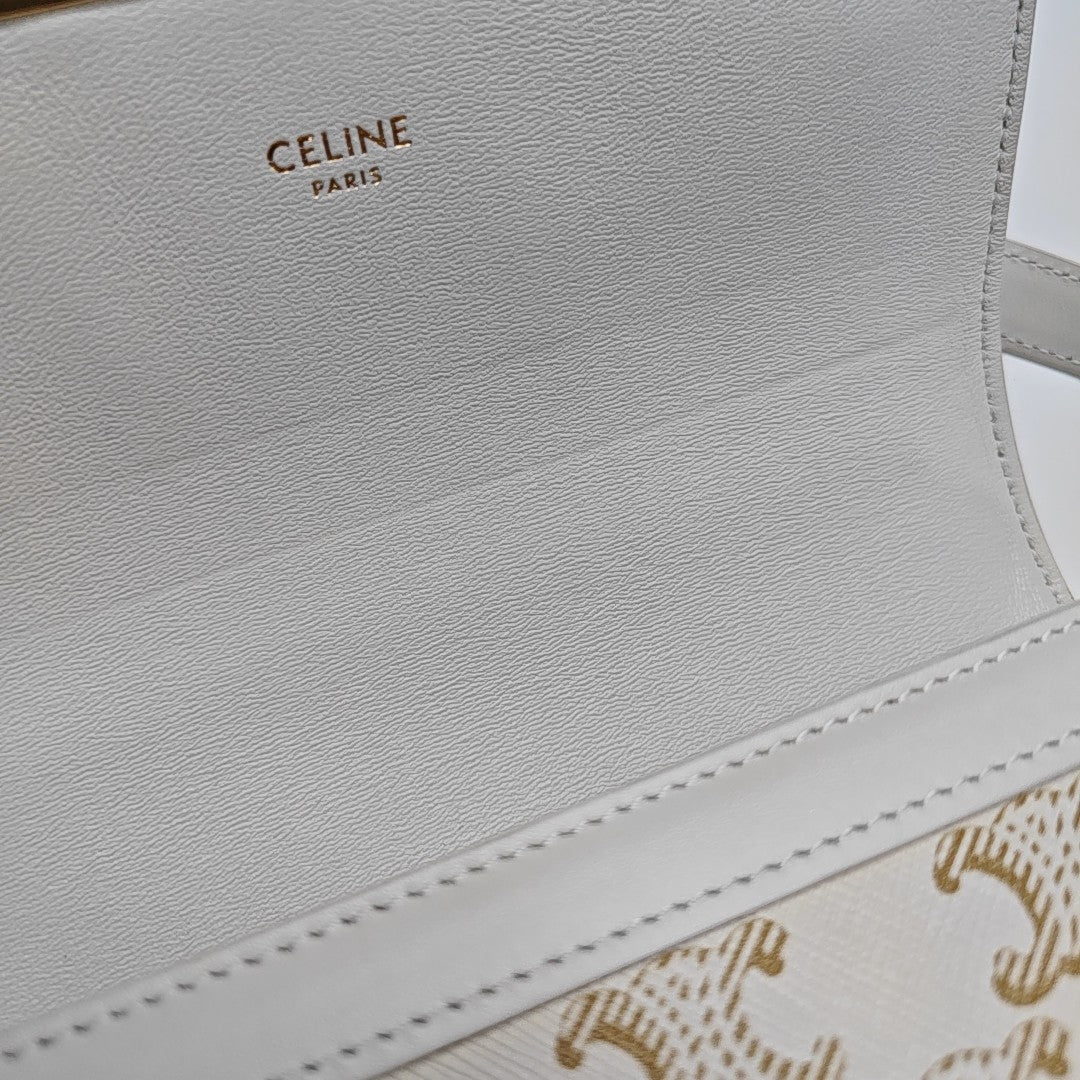 TRIOMPHE Small Coated Canvas White