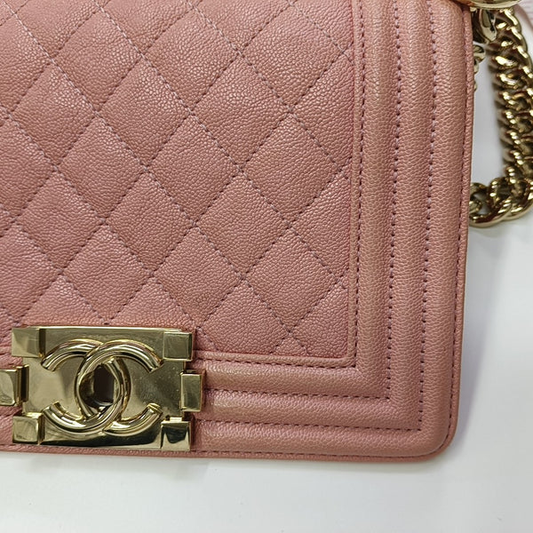BOY CHANEL Mini Quilted Grained Calfskin Pink