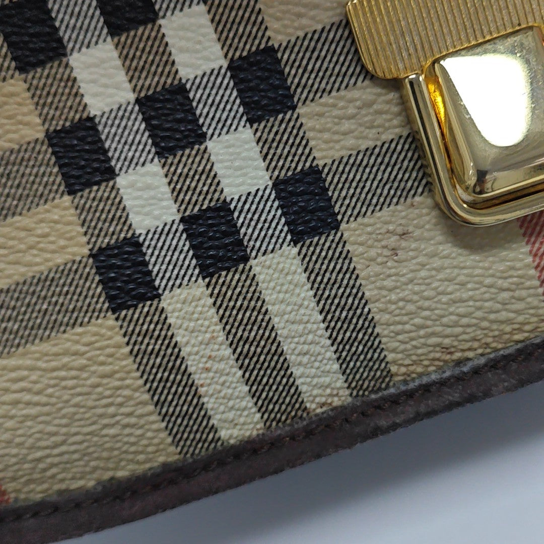 Coated Canvas Shoulder Bag Brown
