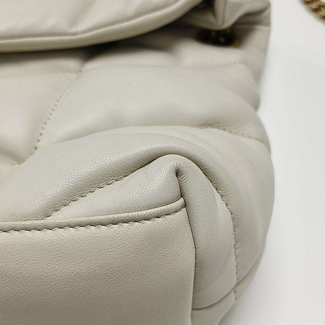 PUFFER Small Quilted Lambskin White