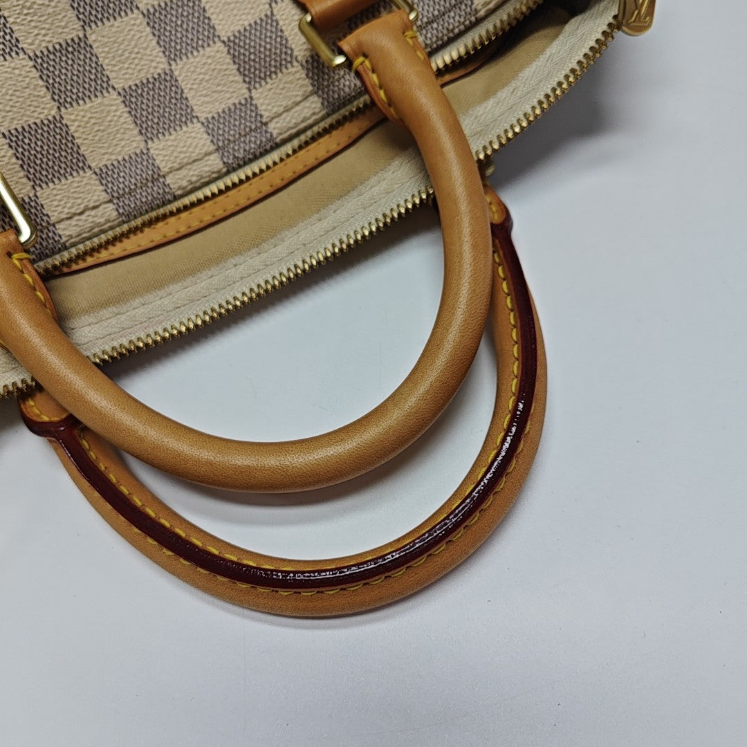 SPEEDY 30 Damier Azur Coated Canvas White