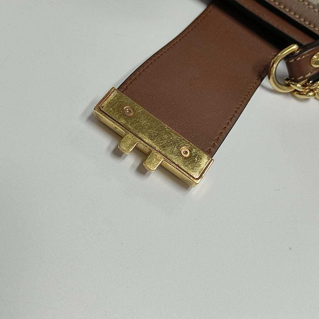 Padlock Medium Monogram Coated Canvas Beige