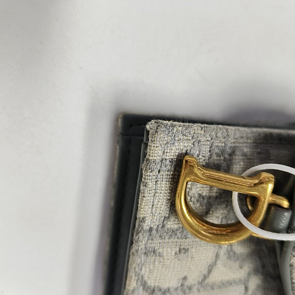 Saddle Mini Oblique Fabric Gray Card Holder