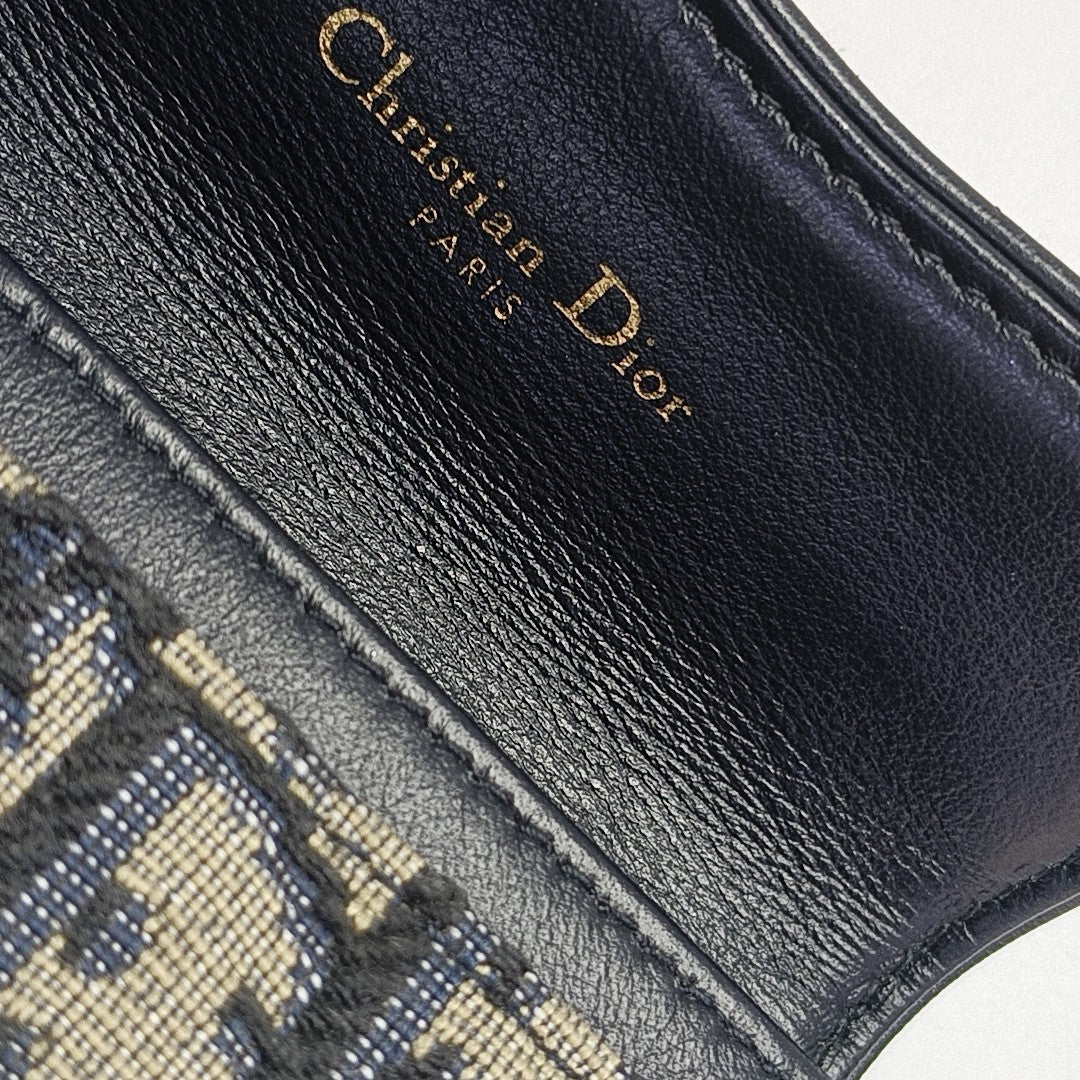 Saddle Mini Oblique Canvas Blue Card Holder