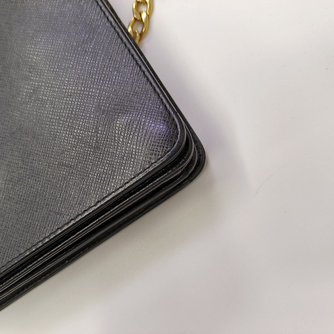 Saffiano Calfskin Shoulder Bag Black