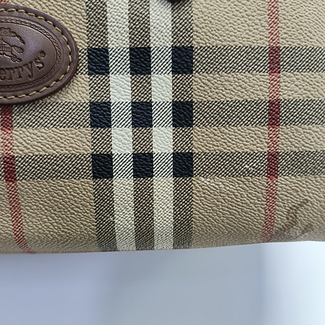 Coated Canvas Top Handle Bag Beige