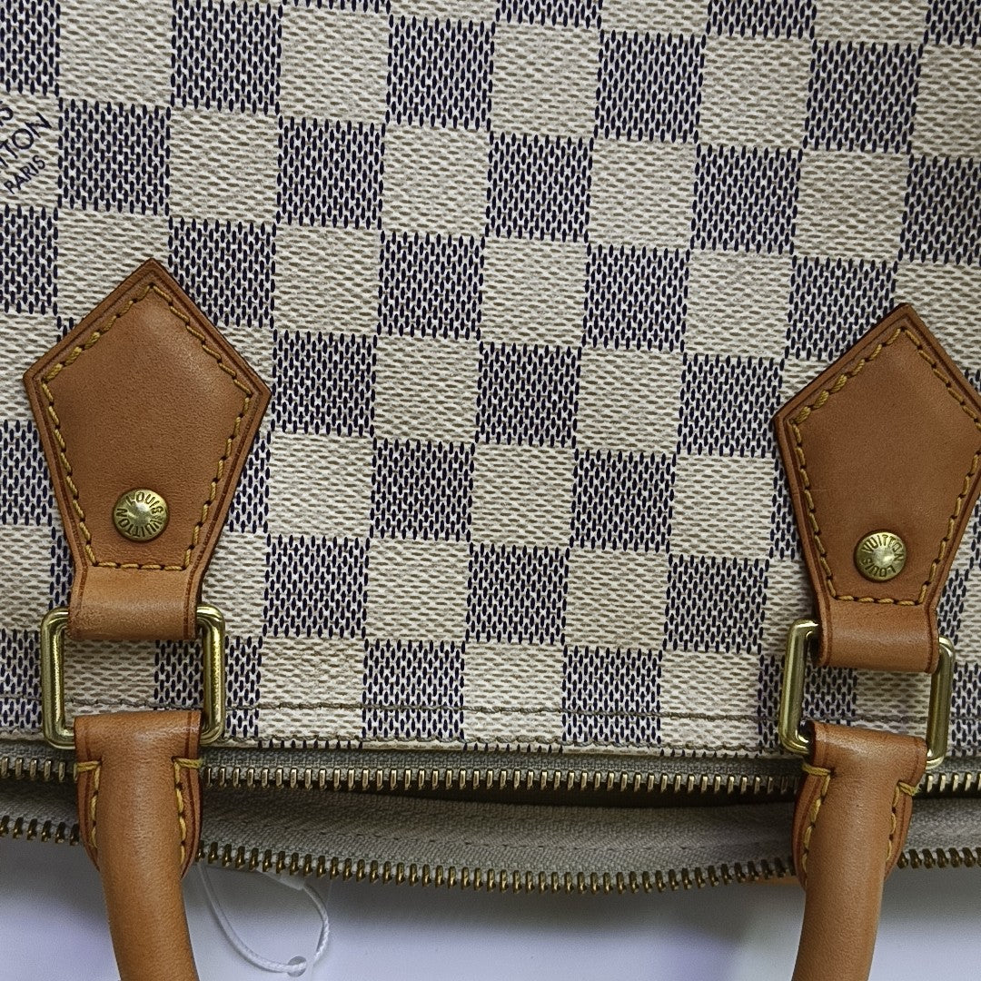 SPEEDY 30 Damier Azur Coated Canvas White