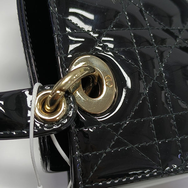 Lady Dior Super Mini Cannage Patent Leather Black