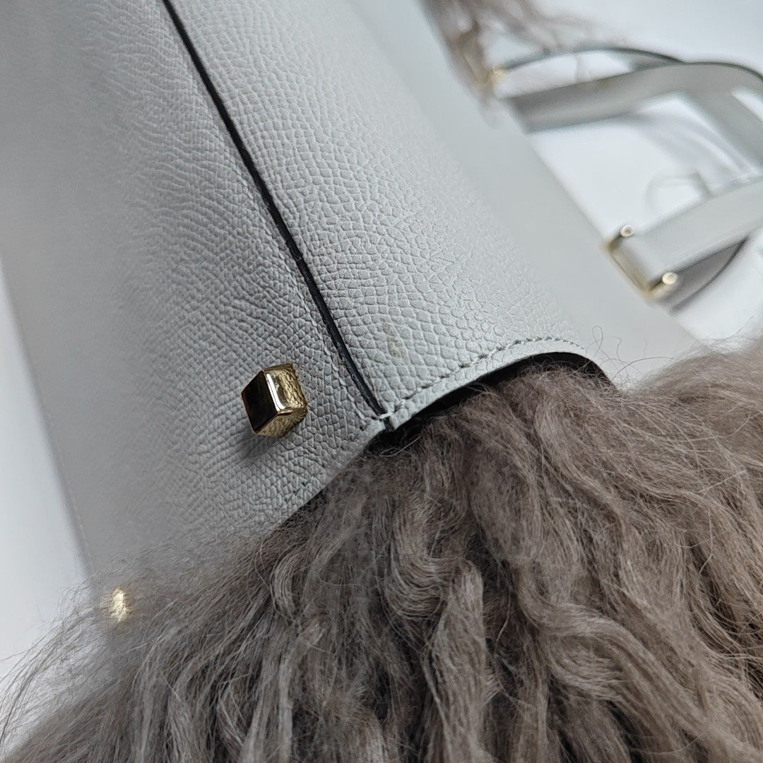Calfskin Top Handle Bag White