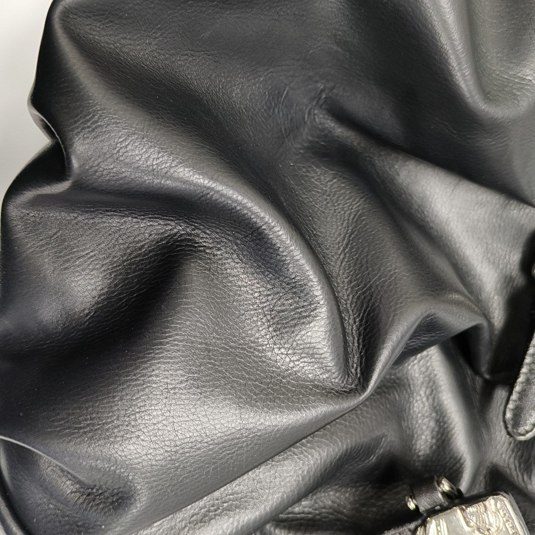 Calfskin Top Handle Bag Black