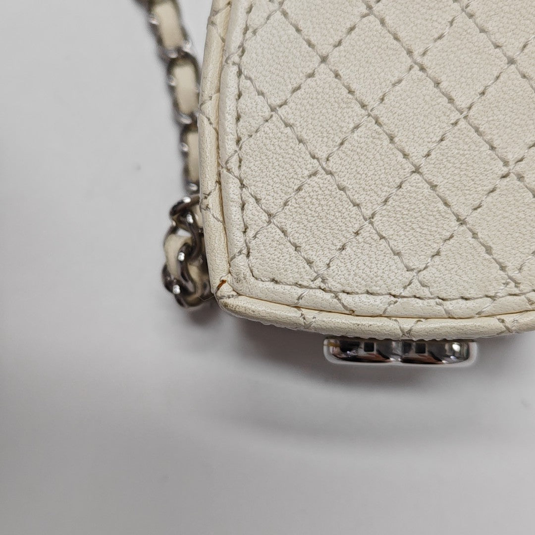 Quilted Lambskin Shoulder Bag White