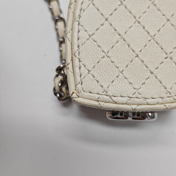 Quilted Lambskin Shoulder Bag White