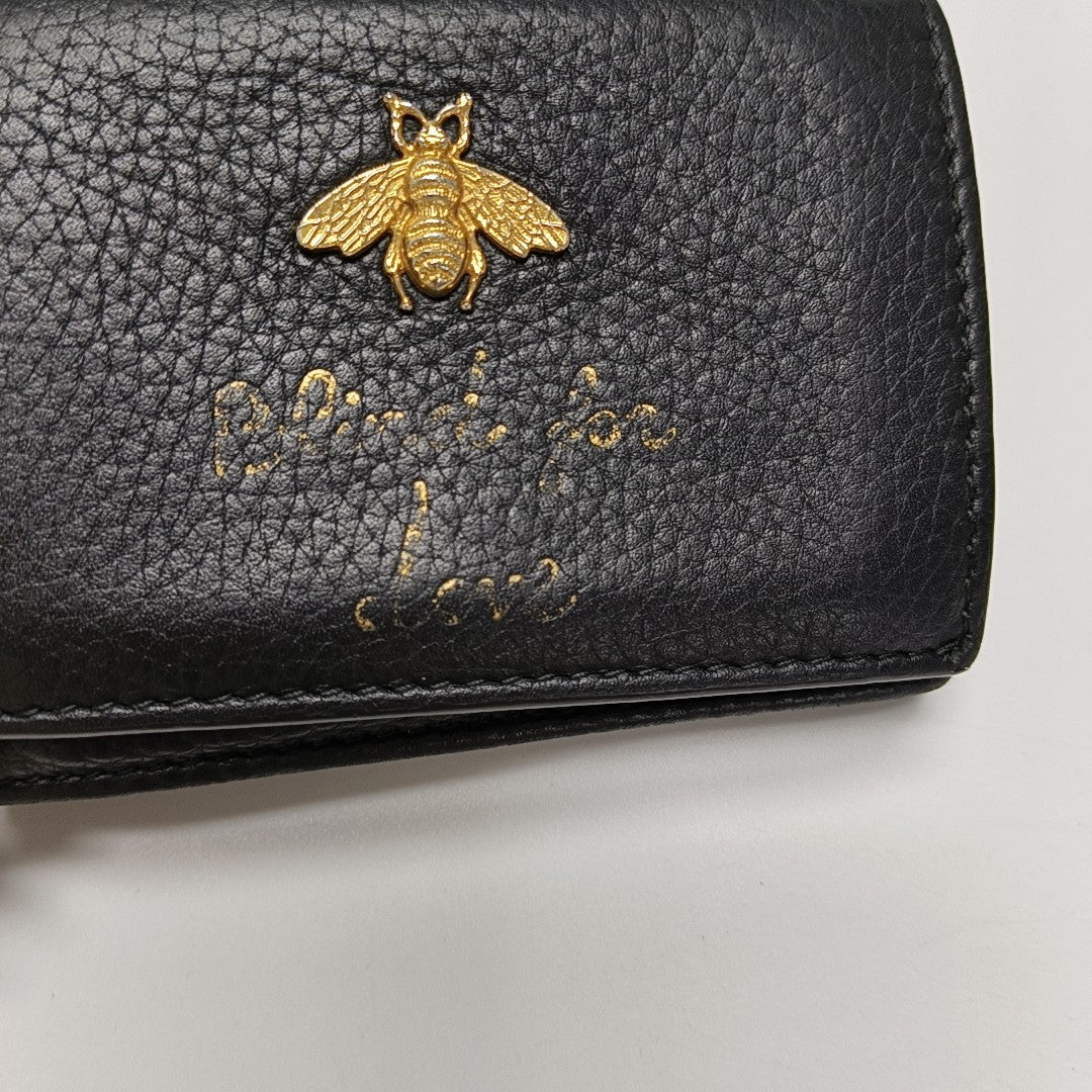 Animalier Calfskin Black Wallet