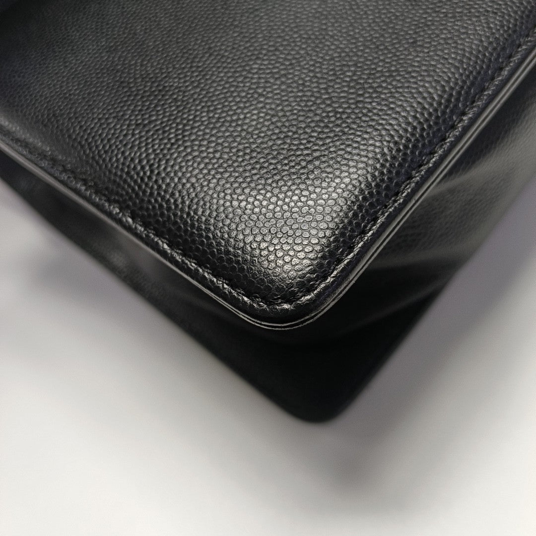 BOY CHANEL Medium Quilted Grained Calfskin Black