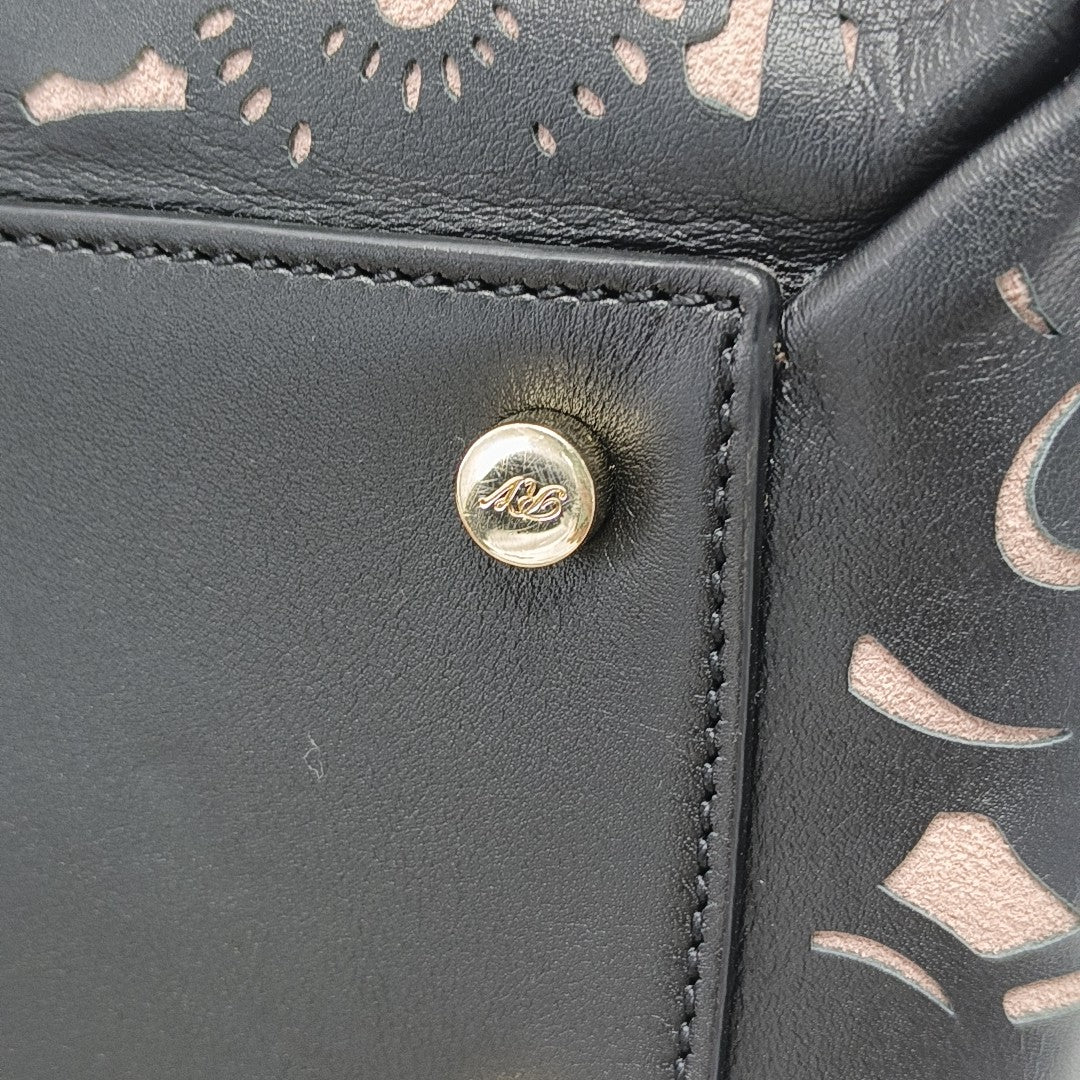 Leather Top Handle Bag Black
