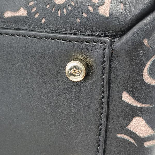 Leather Top Handle Bag Black