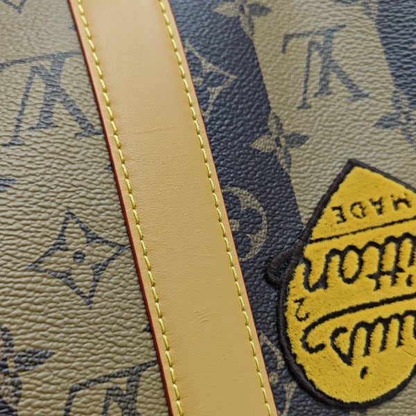 KEEPALL Monogram Coated Canvas Brown